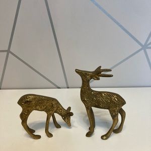 Vintage Set of Brass Spotted Deer Buck and Doe Small
